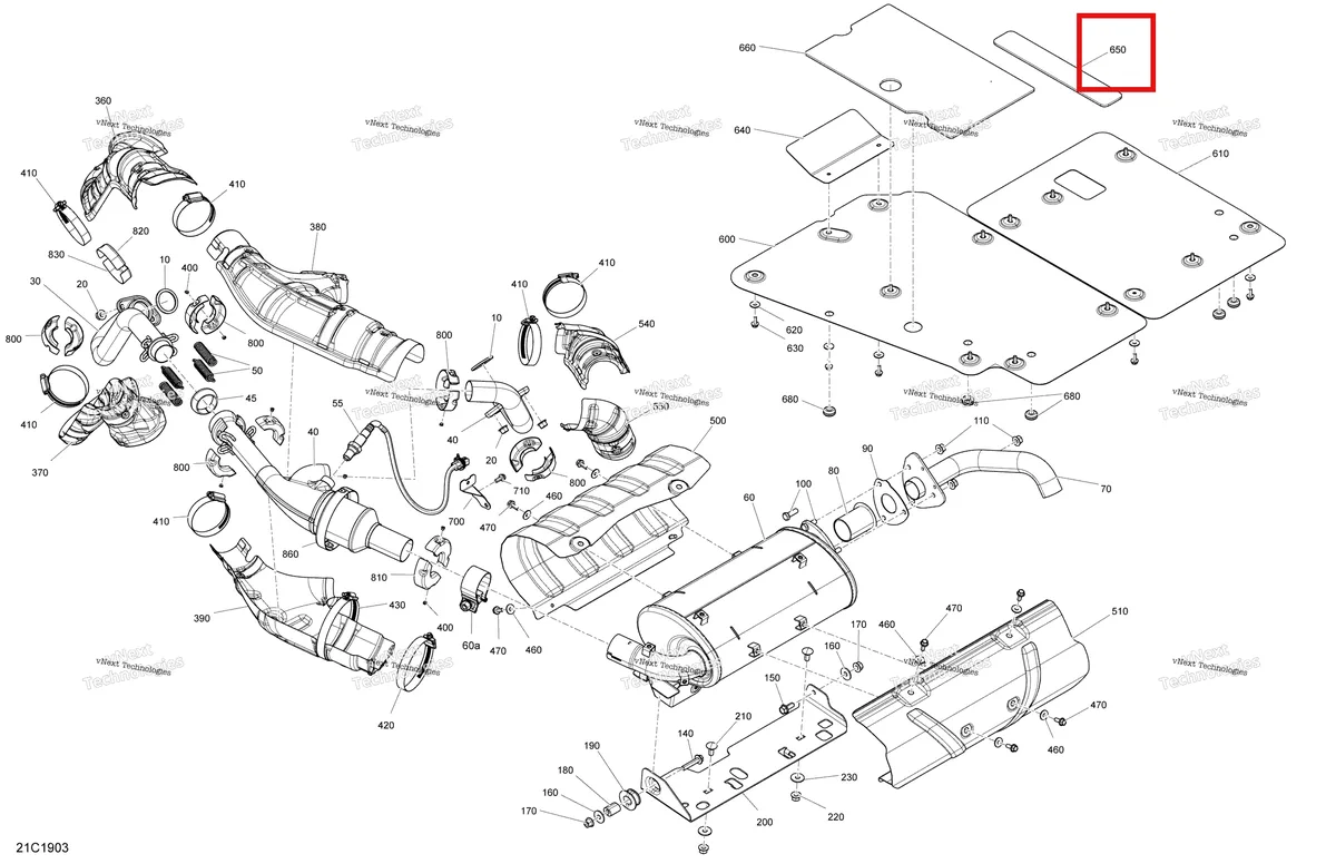 Деталь 707601921 на схеме узла 2019 Can-Am TRAXTER HD8 - T1B SERIES Exhaust - Hd8