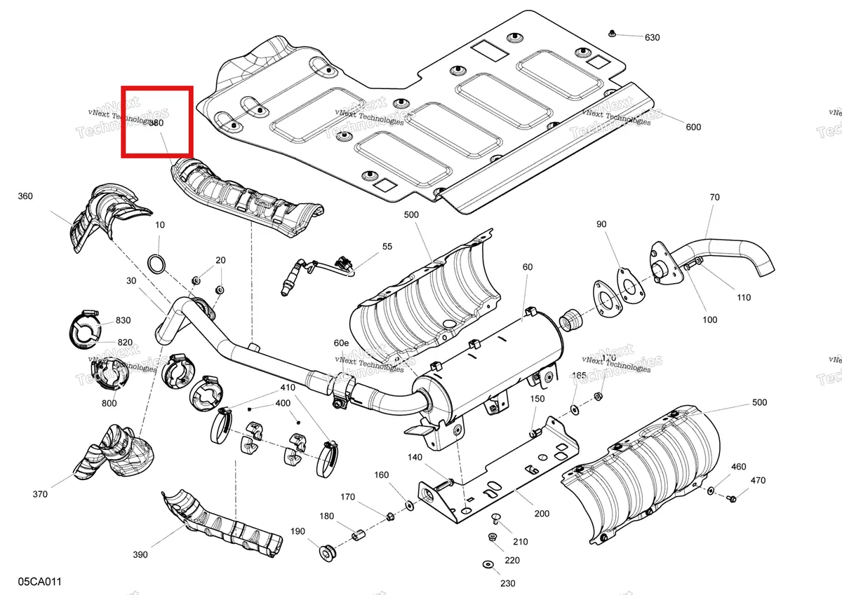 Деталь 707601955 на схеме узла 2021 Can-Am Defender HD5 - BASE DPS Engine - Exhaust