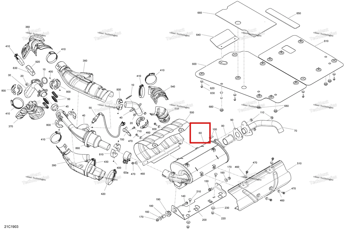 Деталь 707601987 на схеме узла 2019 Can-Am TRAXTER HD8 - T1B SERIES Exhaust - Hd8