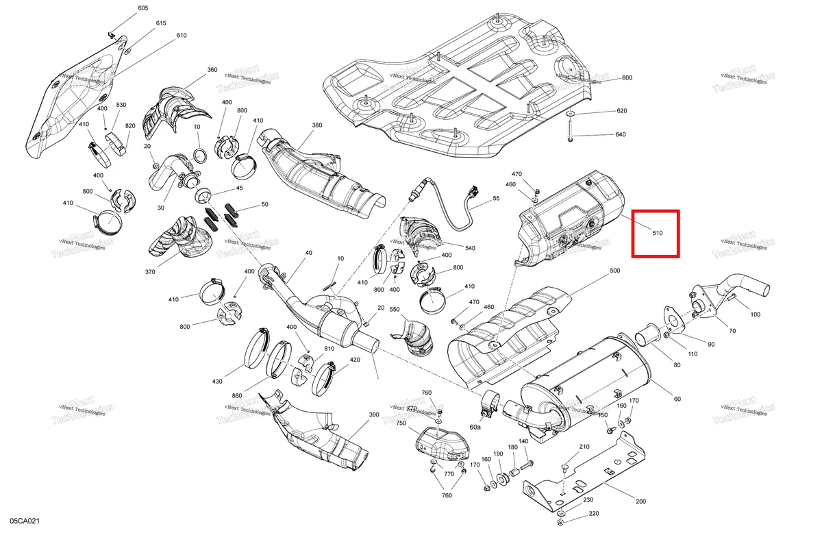 Деталь 707602041 на схеме узла 2021 Can-Am Maverick Trail 1000 - BASE DPS Engine - Exhaust
