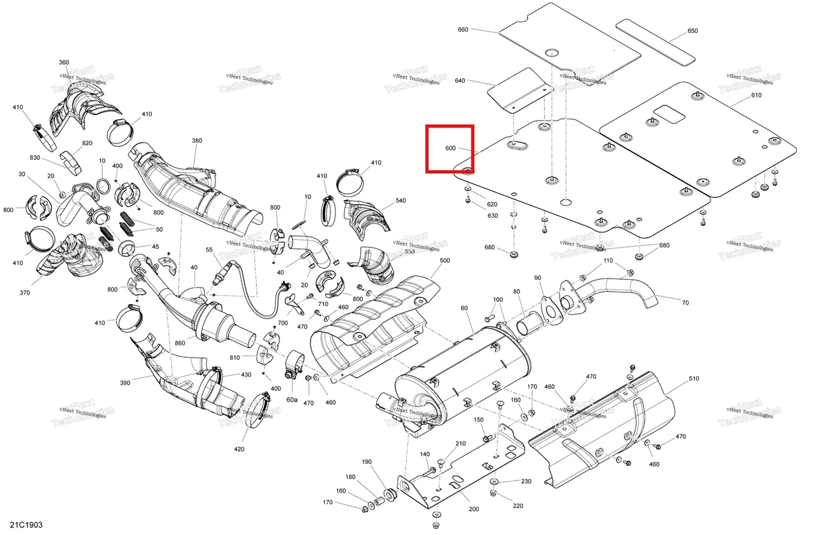 Деталь 707602083 на схеме узла 2019 Can-Am TRAXTER HD8 - T1B SERIES Exhaust - Hd8