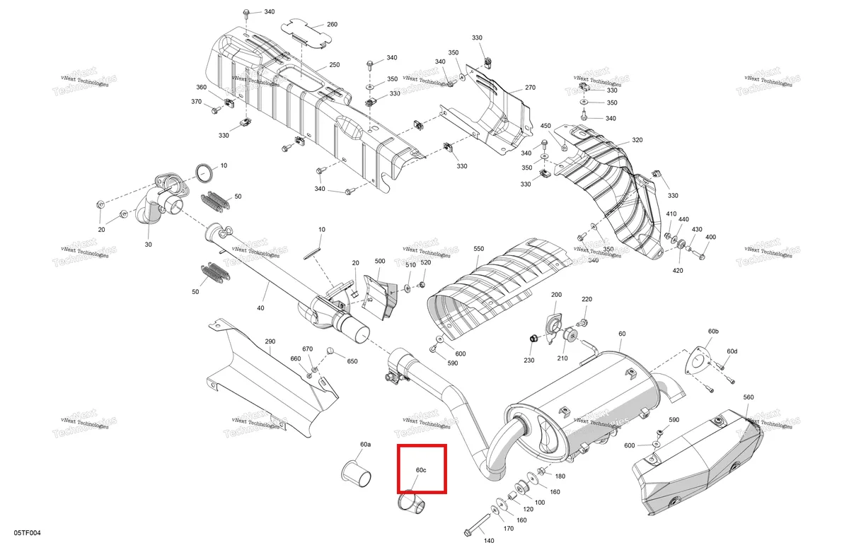 Деталь 707602087 на схеме узла 2026 Can-Am RENEGADE - 4X4 - XMR - 1000R EFI - 5UTA - Hyper Silver Engine - Exhaust