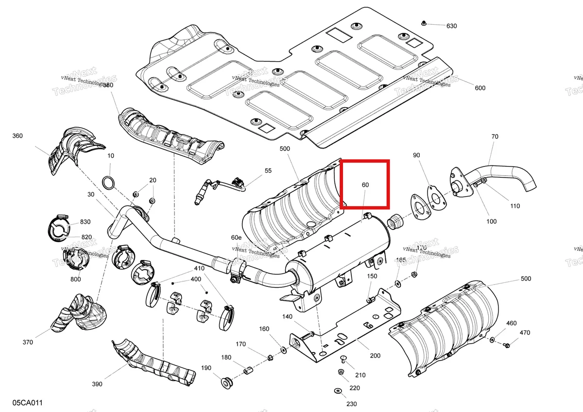 Деталь 707602132 на схеме узла 2021 Can-Am Defender HD5 - BASE DPS Engine - Exhaust