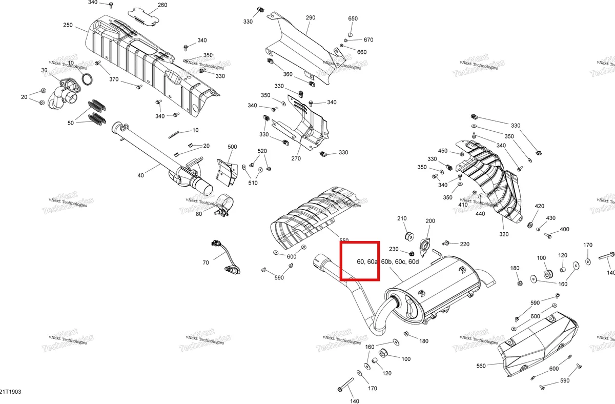 Деталь 707602172 на схеме узла 2019 Can-Am RENEGADE 1000 EFI - T3 Exhaust - 1000 Efi