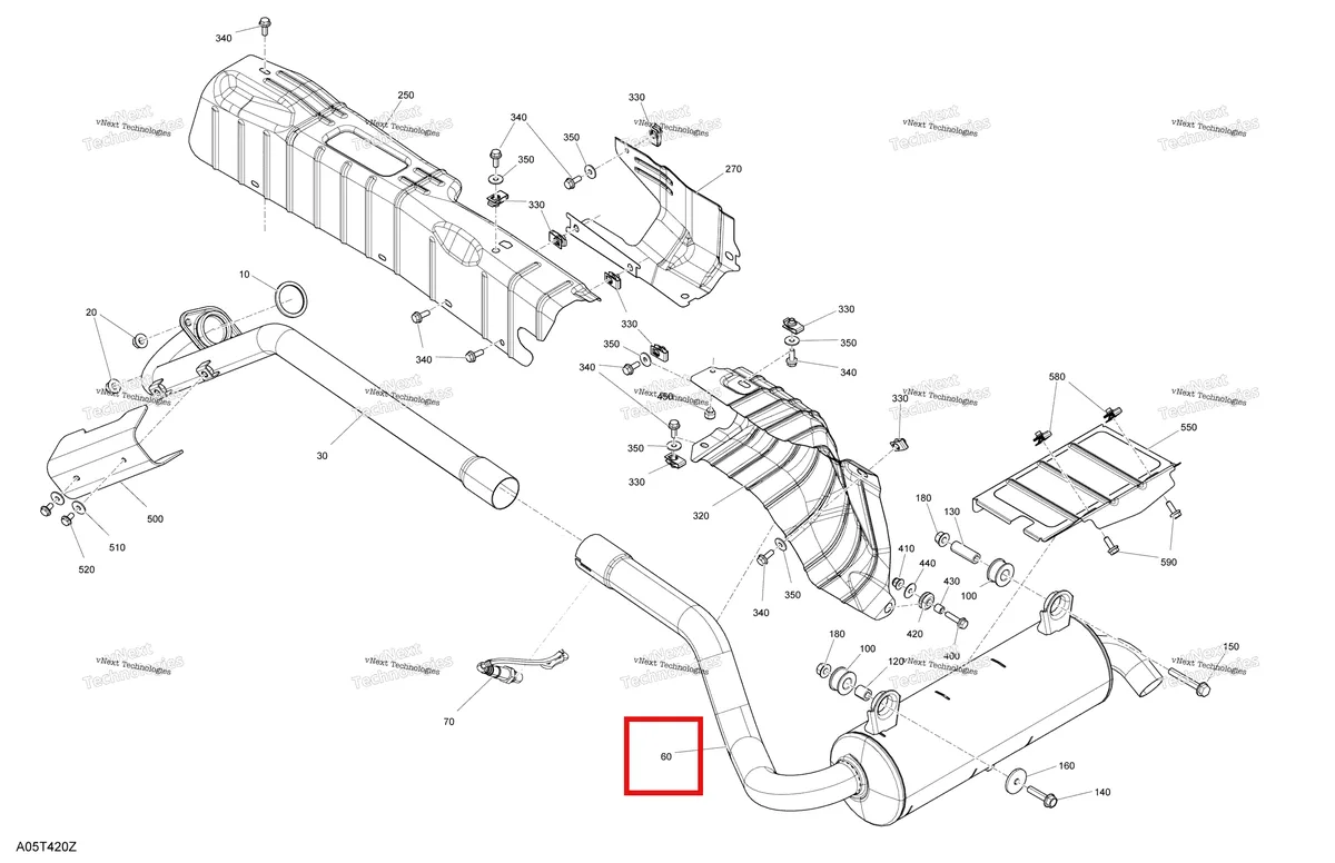 Деталь 707602219 на схеме узла 2021 Can-Am Outlander 450 EFI - STD XU - CE Engine - Exhaust