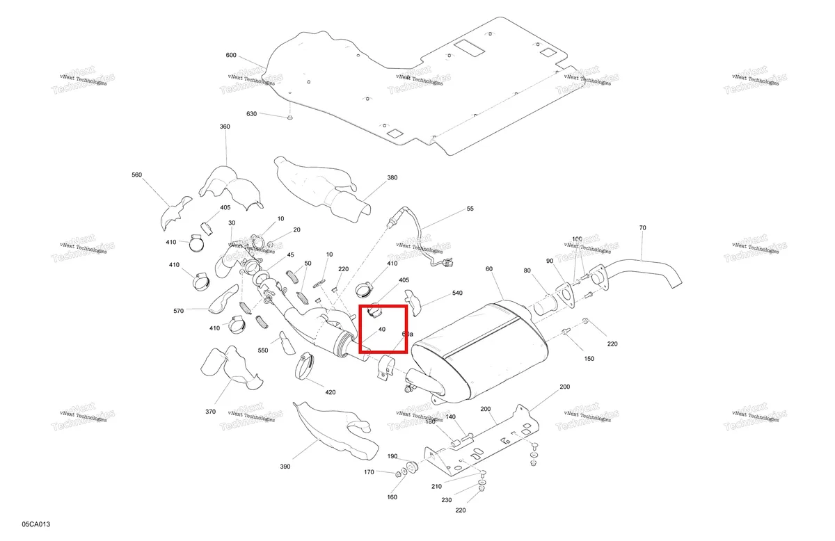 Деталь 707602628 на схеме узла 2021 Can-Am Traxter HD10 - XT - CE Engine - Exhaust