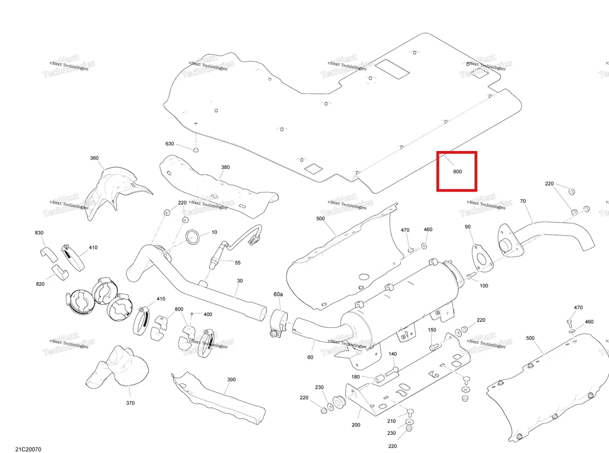 Деталь 707602633 на схеме узла 2020 Can-Am Defender HD5 Exhaust