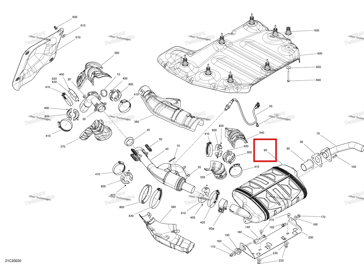 Деталь 707602684 на схеме узла 2020 Can-Am Maverick Sport 1000 - BASE Exhaust