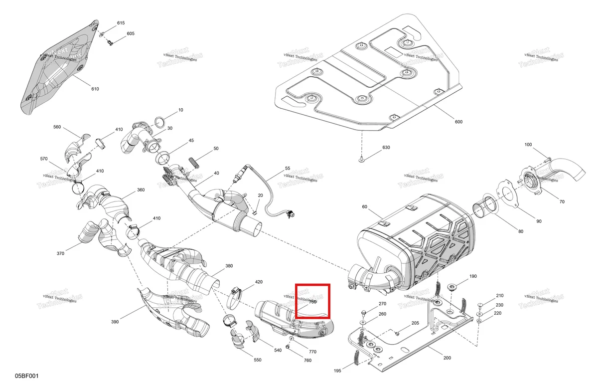 Деталь 707602800 (Теплозащитный экран Can-Am Commander 1000R EFI DPS (2022) (707602800)) на схеме узла 2026 Can-Am Commander MAX - 1000R EFI - XT - 6KTB - Timeless Black Metallic - 64