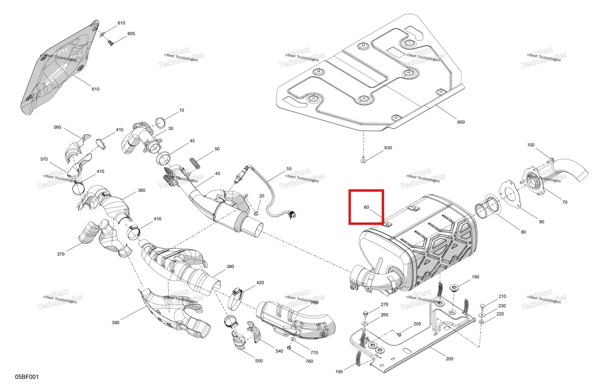 Деталь 707602903 (Глушитель включает 60 to 60 a Can-Am Commander 1000R EFI DPS (2022) (707602903)) на схеме узла 2026 Can-Am Commander MAX - 1000R EFI - XT - 6KTB - Timeless Black Metallic - 64