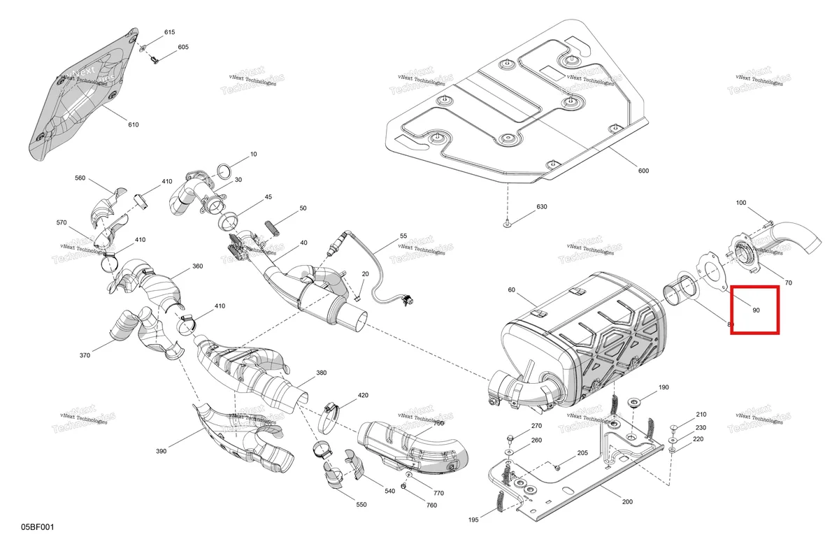 Деталь 707603026 (Выпуск прокладка Can-Am Commander 1000R EFI DPS (2022) (707603026)) на схеме узла 2026 Can-Am Commander MAX - 1000R EFI - XT - 6KTB - Timeless Black Metallic - 64