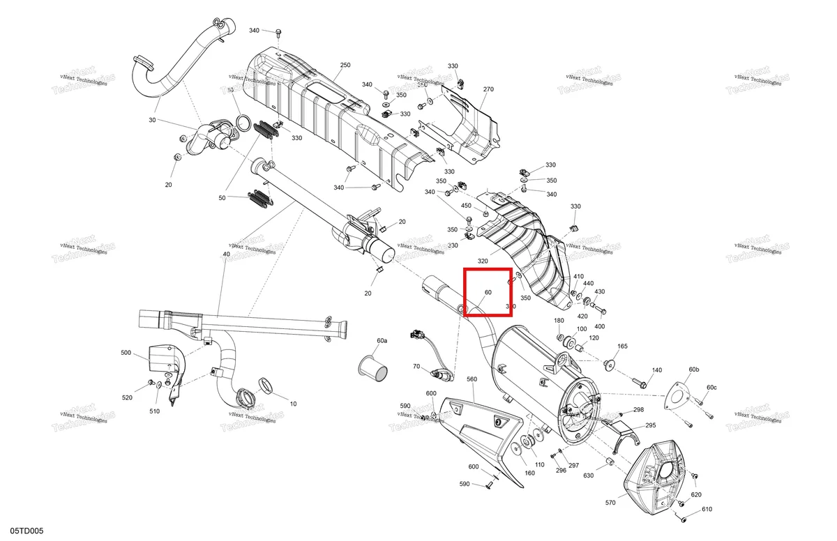 Деталь 707603036 на схеме узла 2024 Can-Am Outlander 1000R EFI 4X4 - 5TRC - XT Package - Wildland Camo Engine - Exhaust
