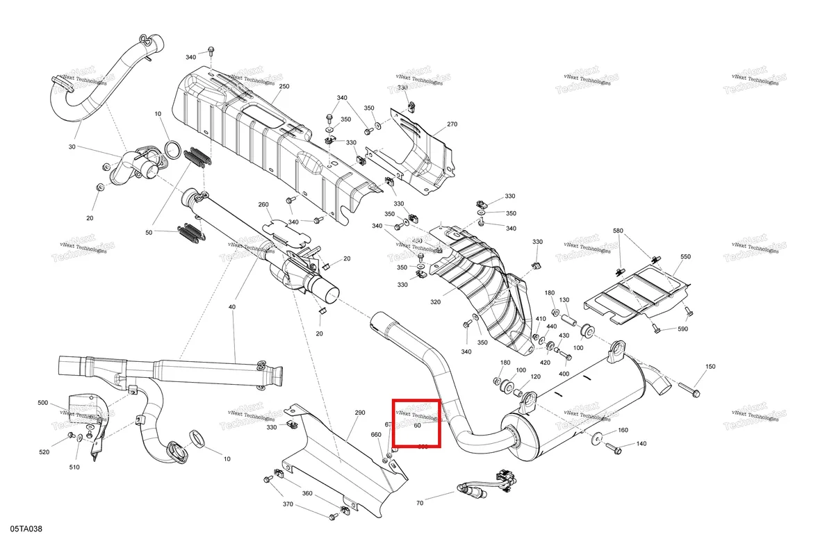 Деталь 707603146 на схеме узла 2021 Can-Am Outlander 570 EFI - XMR Engine - Exhaust
