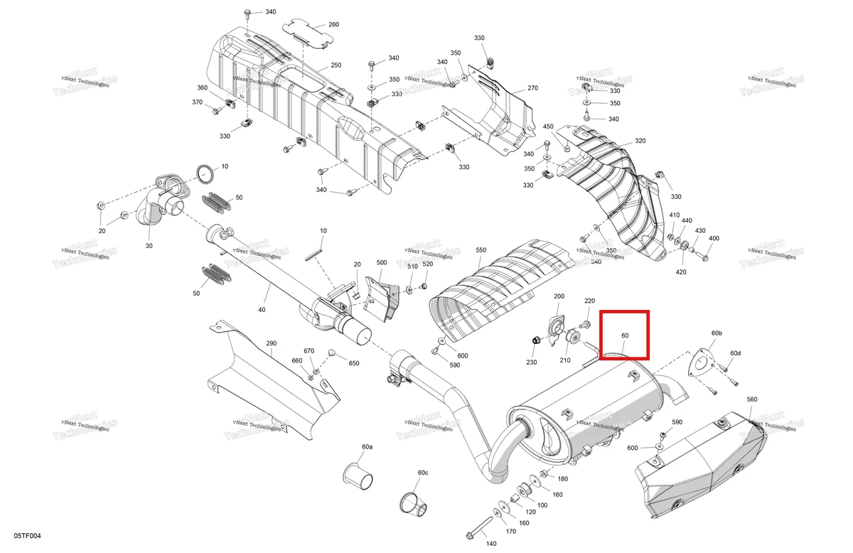 Деталь 707603147 на схеме узла 2026 Can-Am RENEGADE - 4X4 - XMR - 1000R EFI - 5UTA - Hyper Silver Engine - Exhaust