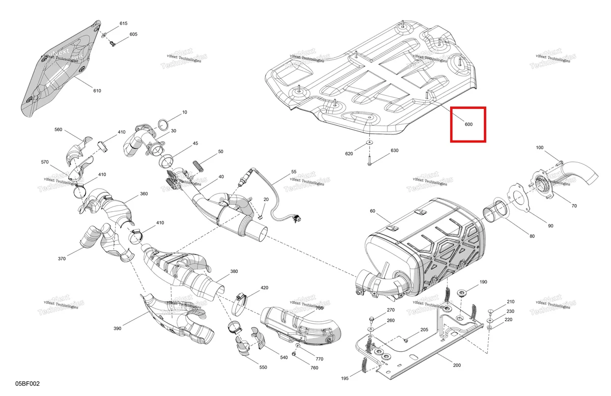 Деталь 707603178 (Теплозащитный экран Can-Am Maverick Sport 1000R XRC (2022) (707603178)) на схеме узла 2026 Can-Am Maverick Sport - 1000R EFI - DPS - 9GTB - Timeless Black Metallic - 60
