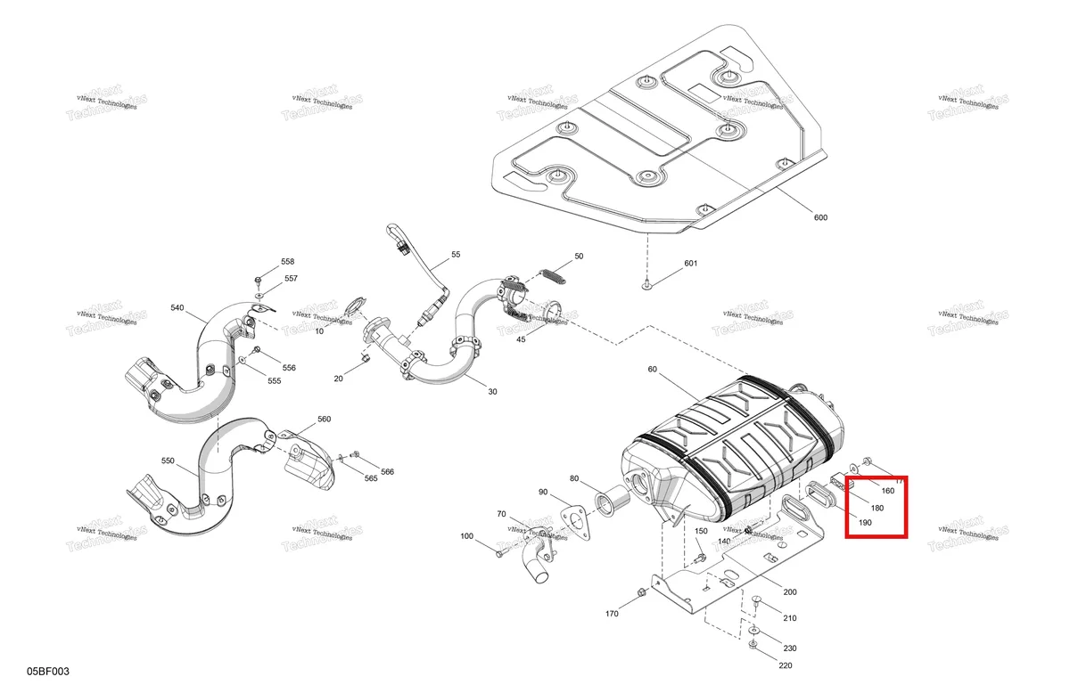 Деталь 707603214 (Глушитель упор Can-Am Maverick MAX Turbo RR XRS Smart Shock (2024) (707603214)) на схеме узла 2026 Can-Am Commander MAX - 700 EFI - XT - 6KTK - Timeless Black Metallic - 60