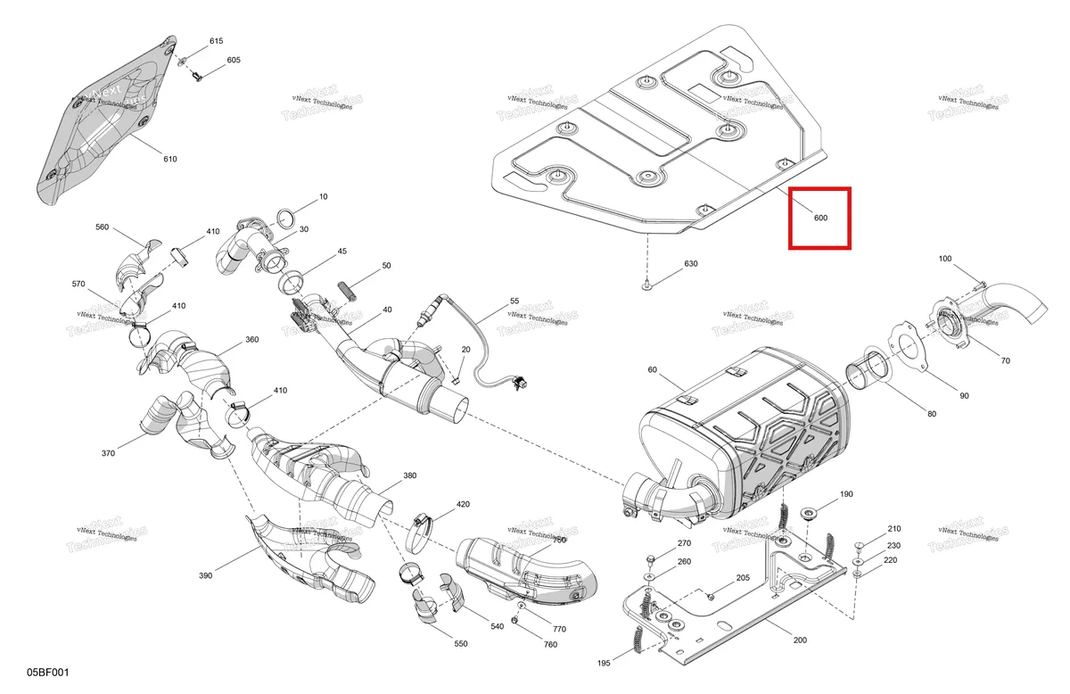 Деталь 707603354 (Теплозащитный экран Can-Am Commander 1000R EFI DPS (2022) (707603354)) на схеме узла 2026 Can-Am Commander MAX - 1000R EFI - XT - 6KTB - Timeless Black Metallic - 64