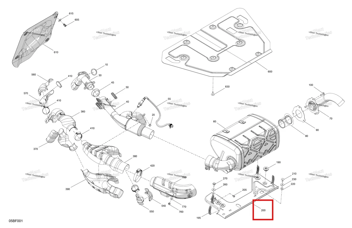 Деталь 707603432 (Глушитель опора Can-Am Commander MAX 1000R EFI XT (2024) (707603432)) на схеме узла 2026 Can-Am Commander MAX - 1000R EFI - XT - 6KTB - Timeless Black Metallic - 64