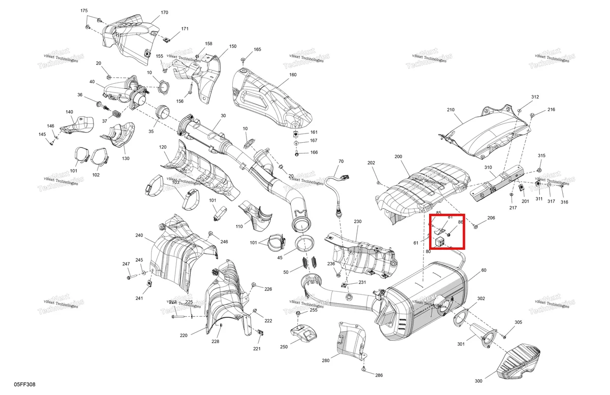 Деталь 707603633 на схеме узла 2026 Can-Am OUT-MAX - 4X4 - BACKCOUNTRY - 1000R - 4MTB - CALI - Dark Camo Engine - Exhaust