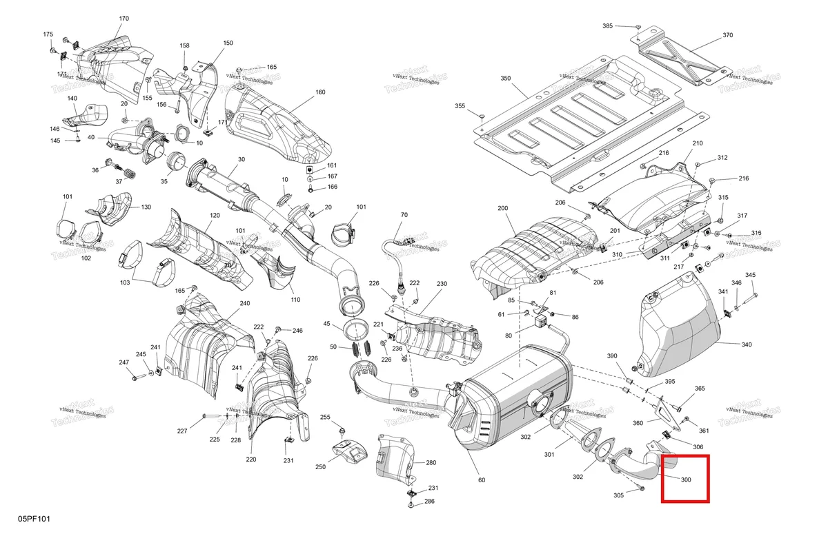 Деталь 707603738 на схеме узла 2026 Can-Am OUT-MAX - 6X6 - DPS - 850 EFI - 2HTA - Granite Grey Engine - Exhaust