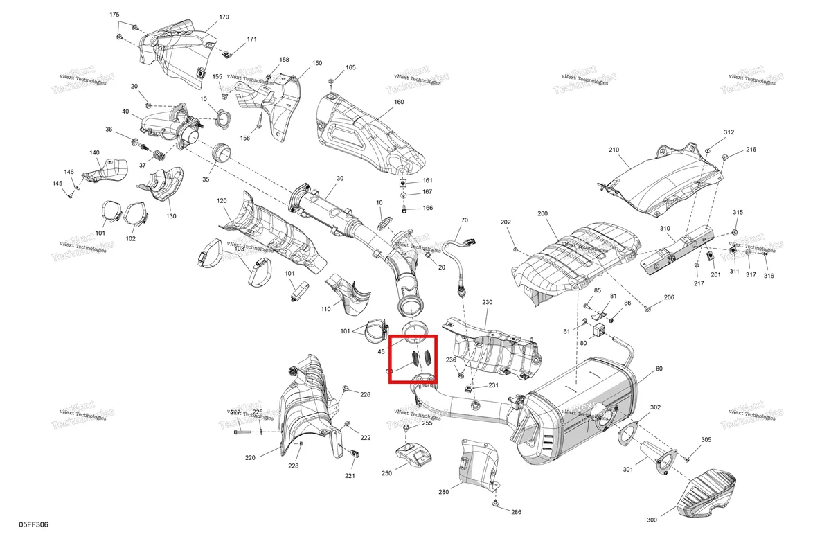Деталь 707603774 на схеме узла 2026 Can-Am OUTLANDER - 4X4 - BACKCOUNTRY - 1000R - 4NTA - CALI - Dark Camo Engine - Exhaust