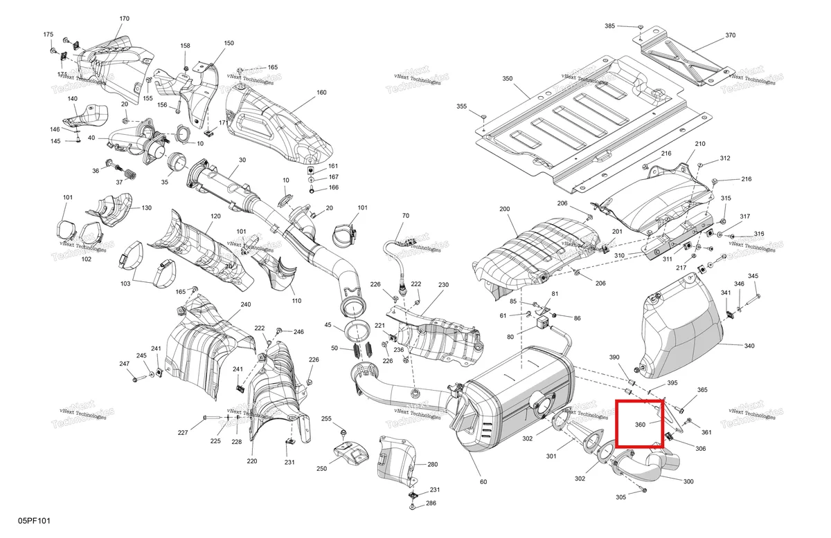 Деталь 707603859 на схеме узла 2026 Can-Am OUT-MAX - 6X6 - DPS - 850 EFI - 2HTA - Granite Grey Engine - Exhaust