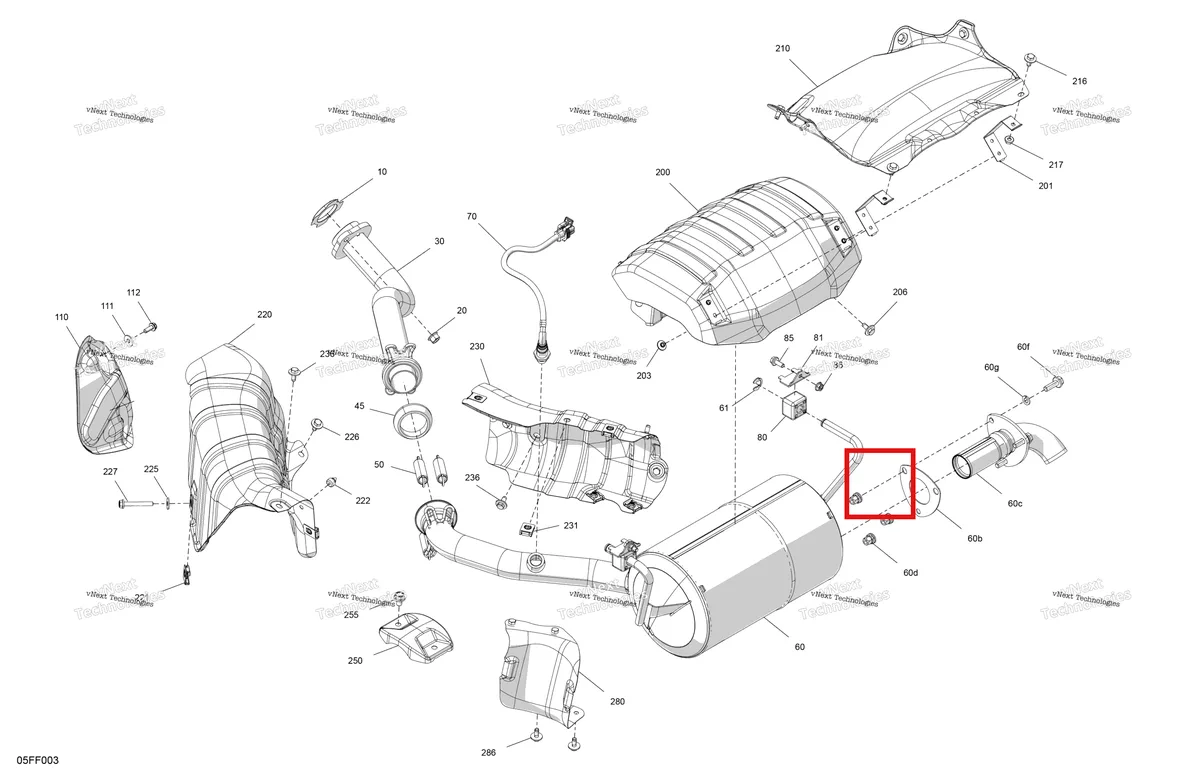 Деталь 707603868 на схеме узла 2026 Can-Am OUTLANDER - 2X4 - STD - 500 - 1KTB - Legion Red Engine - Exhaust