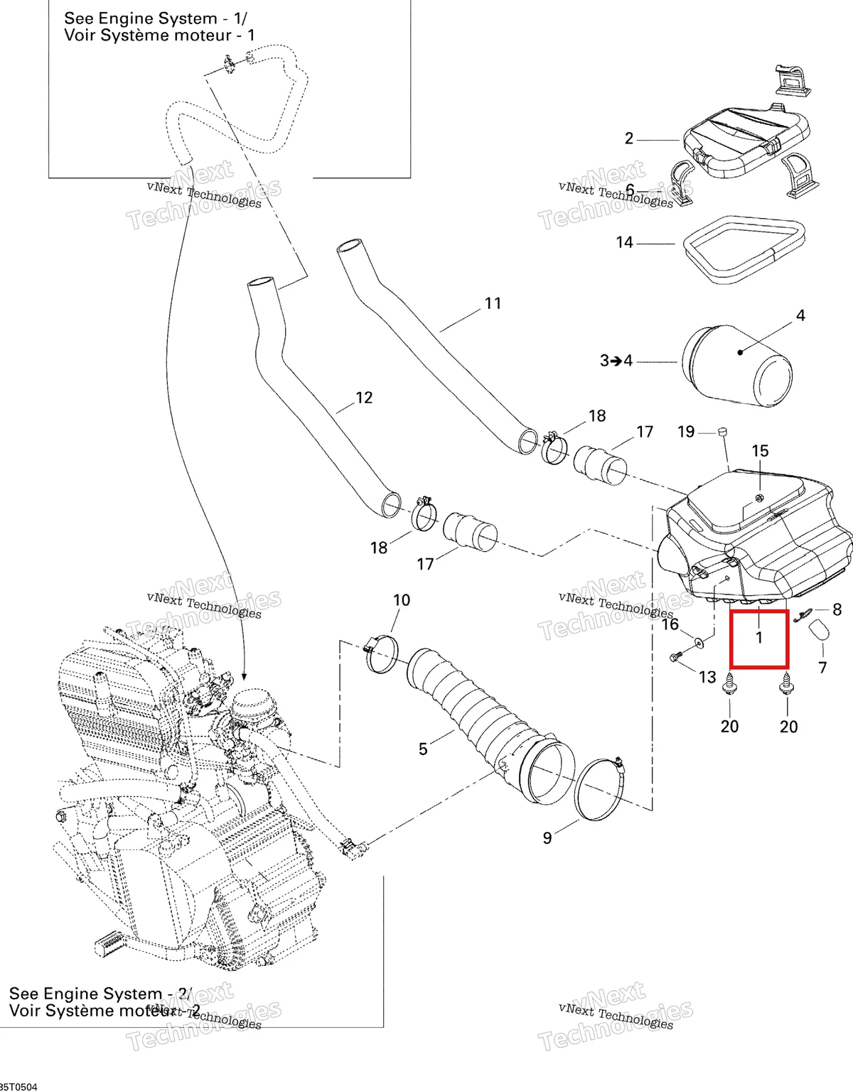 Деталь 707800021 на схеме узла 2005 Can-Am DS 650/DS 650 X Air Intake