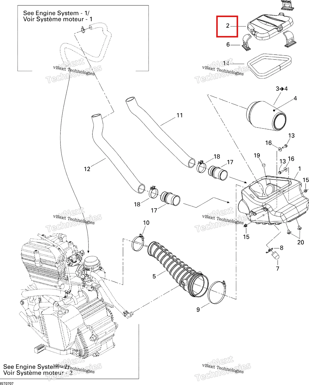 Деталь 707800022 на схеме узла 2007 Can-Am DS 650 X Air Intake