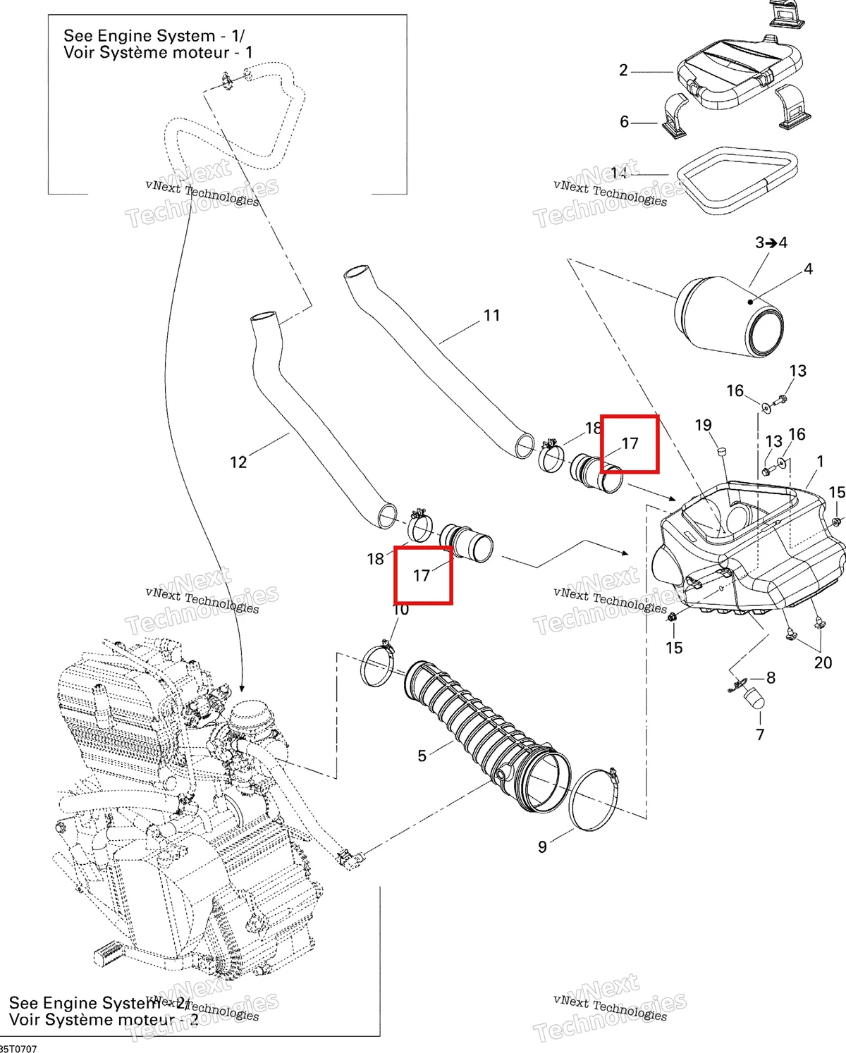 Деталь 707800038 на схеме узла 2007 Can-Am DS 650 X Air Intake