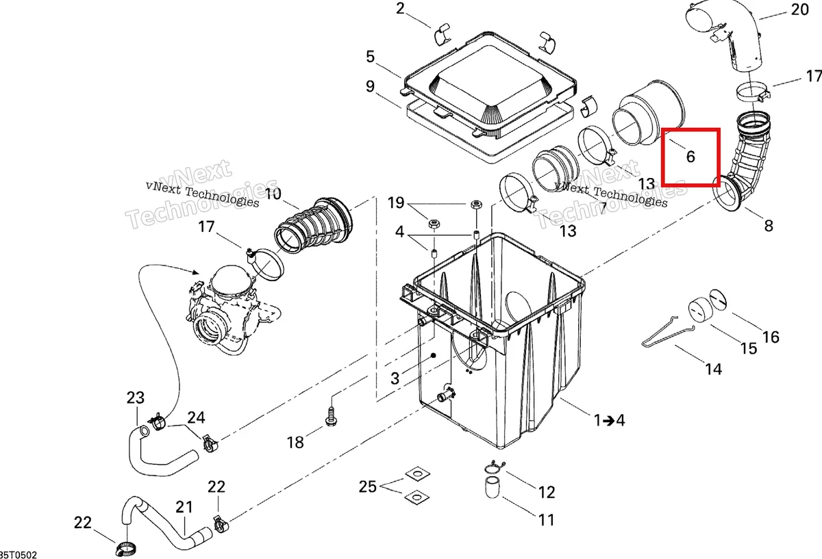 Деталь 707800072 на схеме узла 2005 Can-Am Traxter 5 Speed Air Intake
