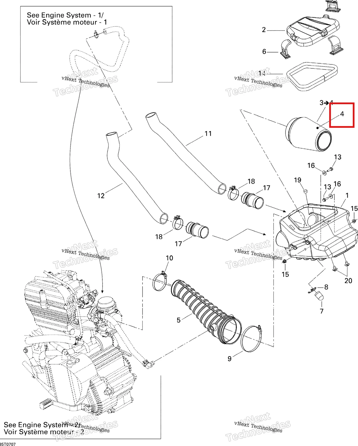 Деталь 707800074 на схеме узла 2007 Can-Am DS 650 X Air Intake