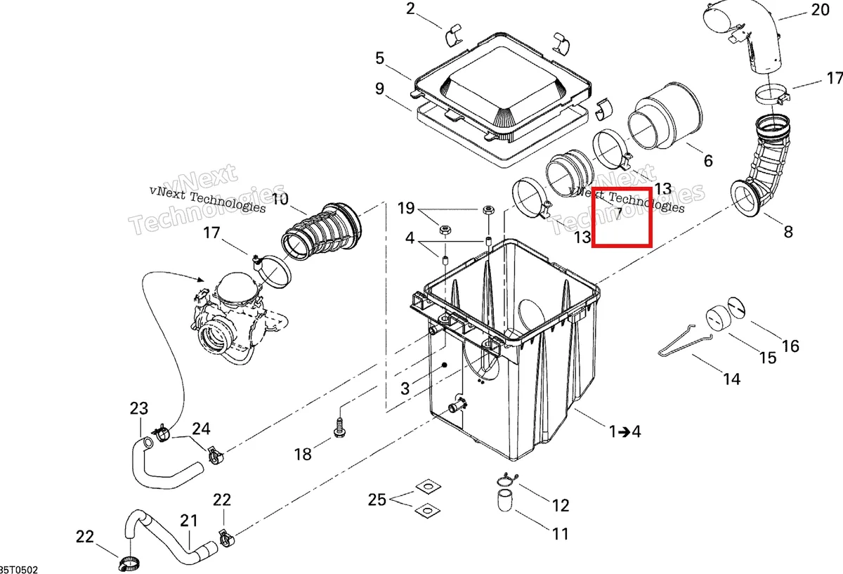 Деталь 707800077 на схеме узла 2005 Can-Am Traxter 5 Speed Air Intake