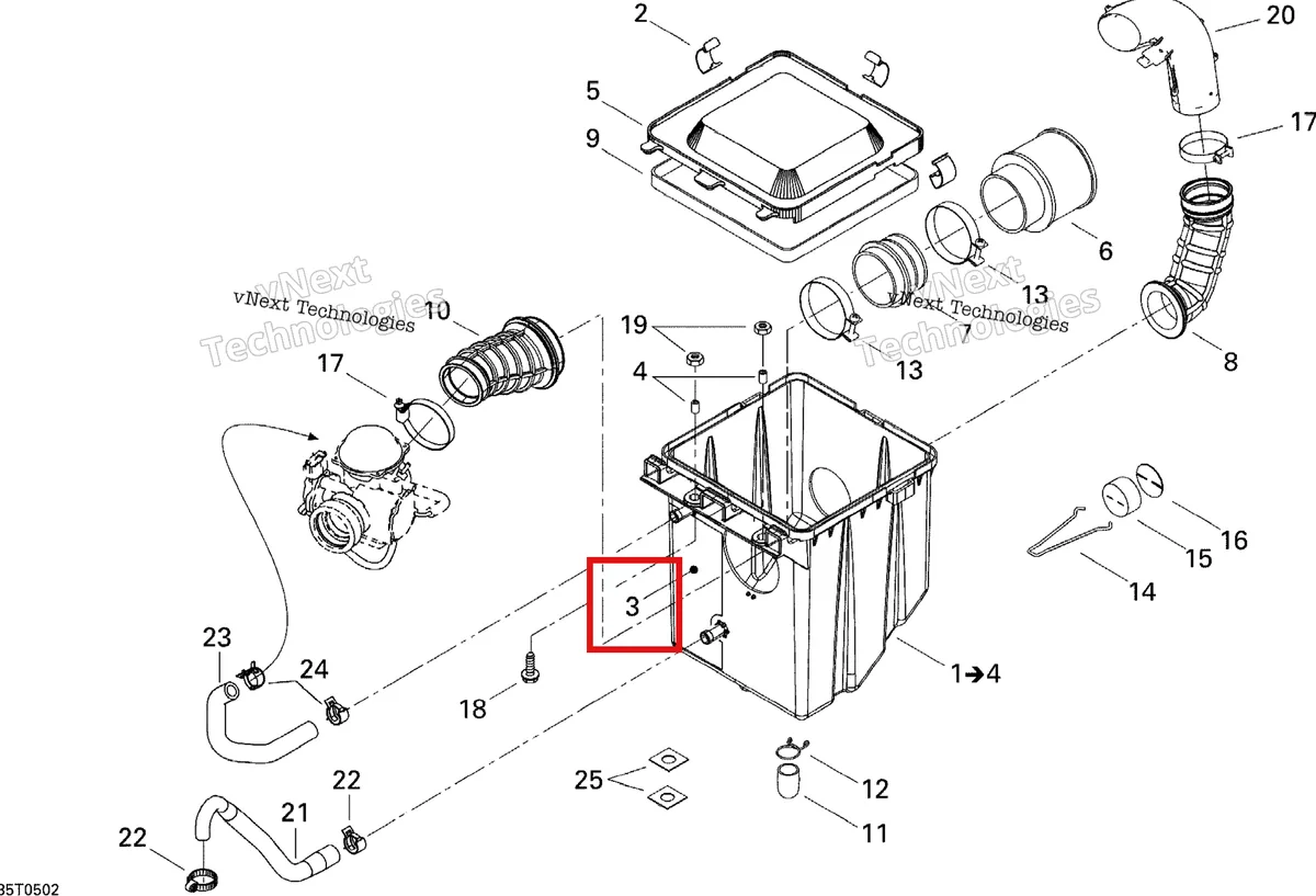 Деталь 707800083 на схеме узла 2005 Can-Am Traxter 5 Speed Air Intake