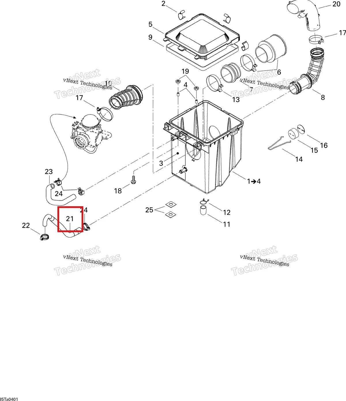 Деталь 707800085 на схеме узла 2004 Can-Am Traxter Max Std & Max XT Air Intake Silencer