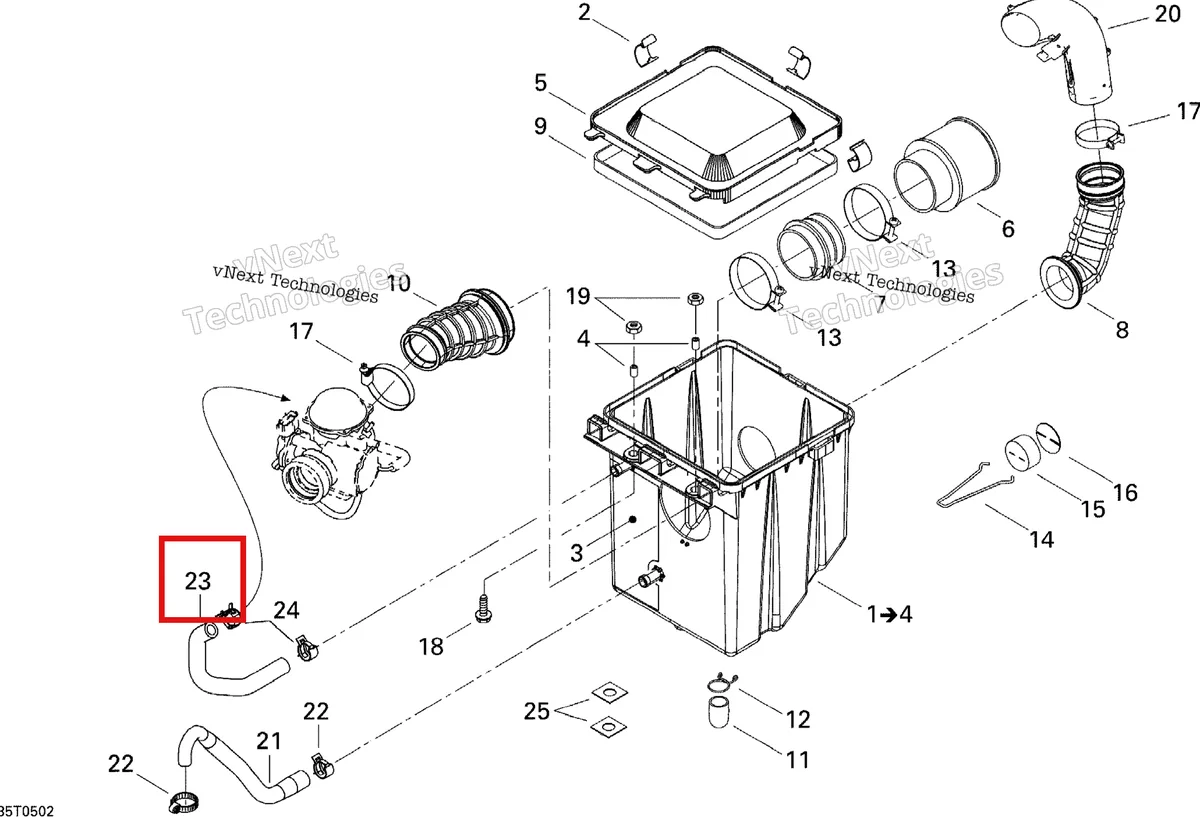 Деталь 707800086 на схеме узла 2005 Can-Am Traxter 5 Speed Air Intake