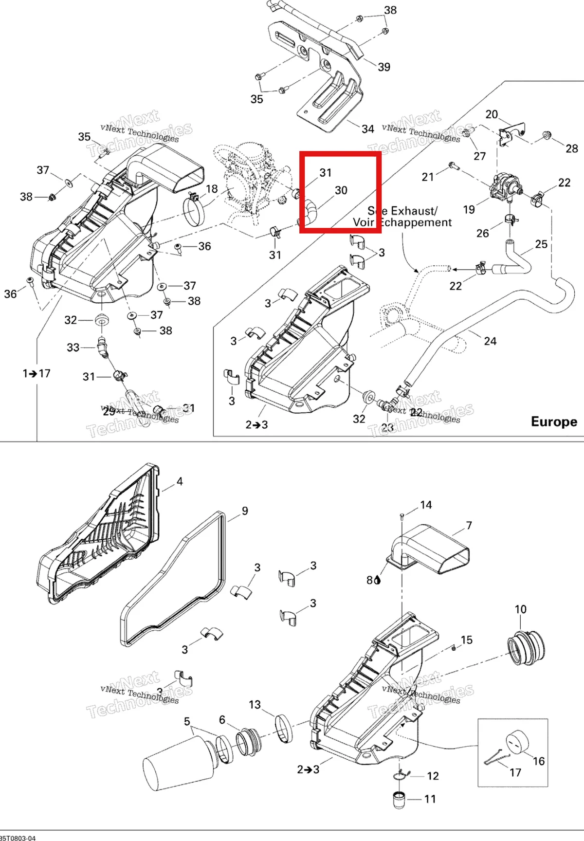 Деталь 707800128 на схеме узла 2008 Can-Am Outlander MAX 400 STD Air Intake