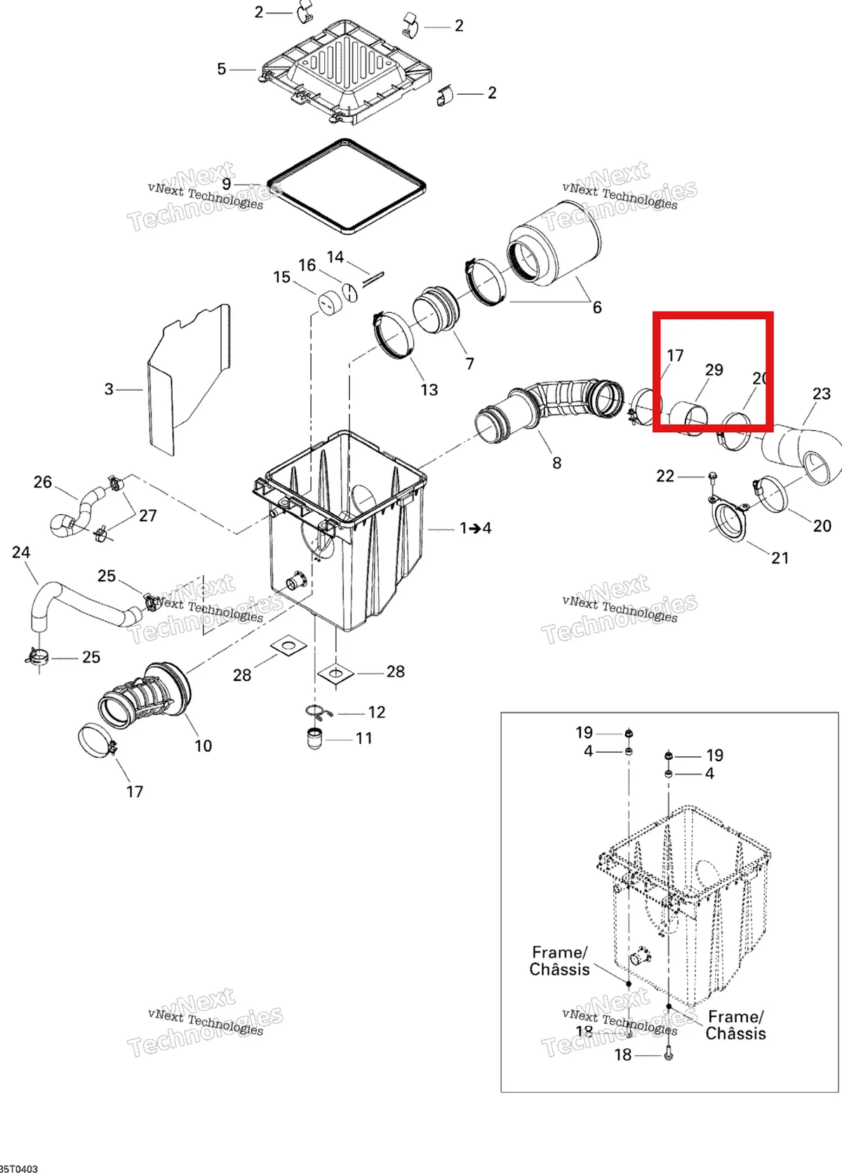 Деталь 707800129 на схеме узла 2005 Can-Am Traxter XL Air Intake