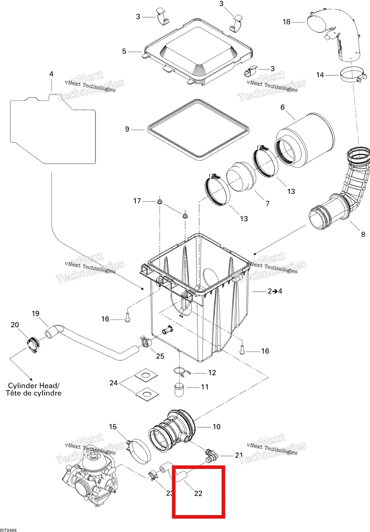 Деталь 707800132 на схеме узла 2004 Can-Am Quest MAX Air Intake System