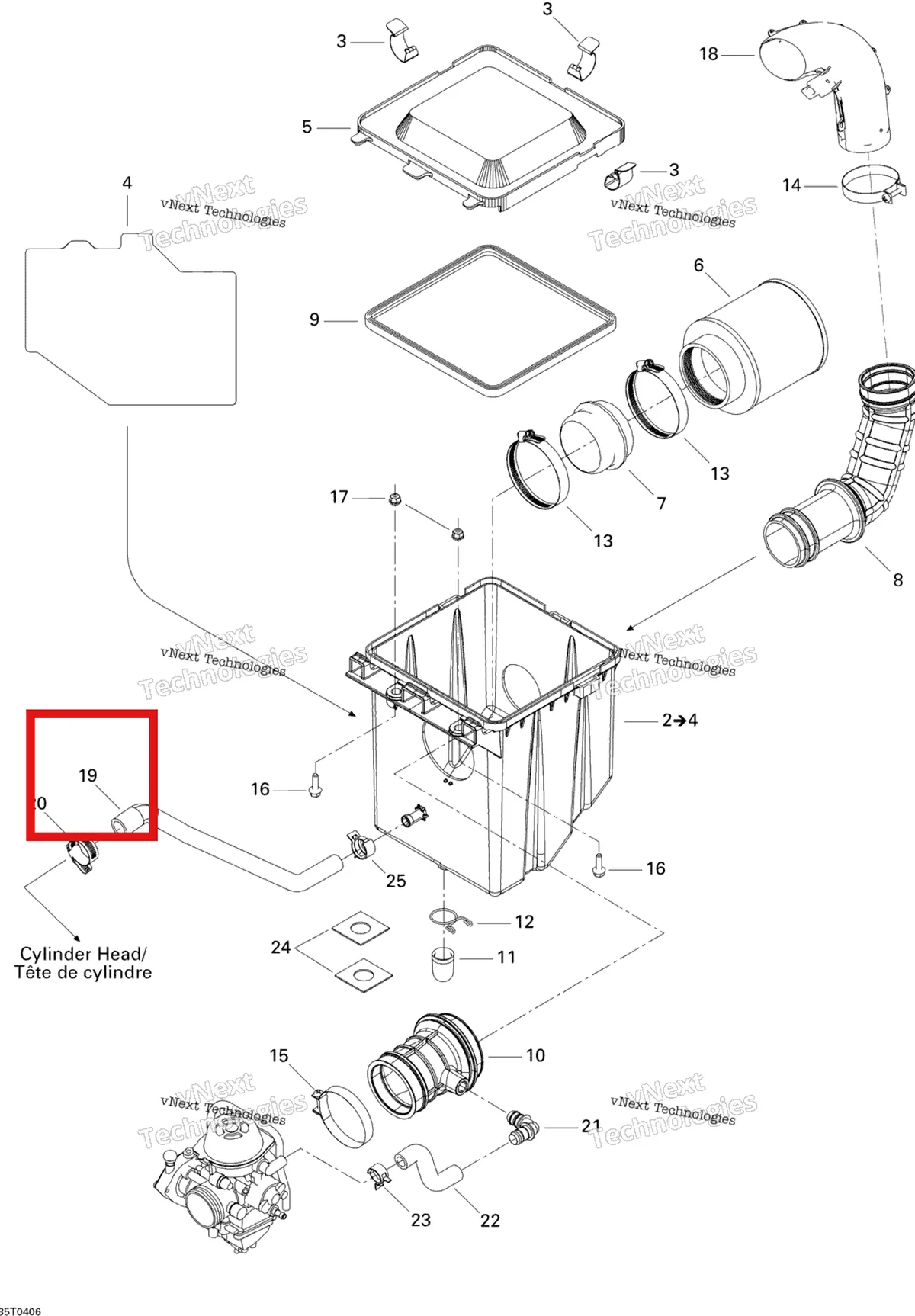 Деталь 707800165 на схеме узла 2004 Can-Am Quest MAX Air Intake System