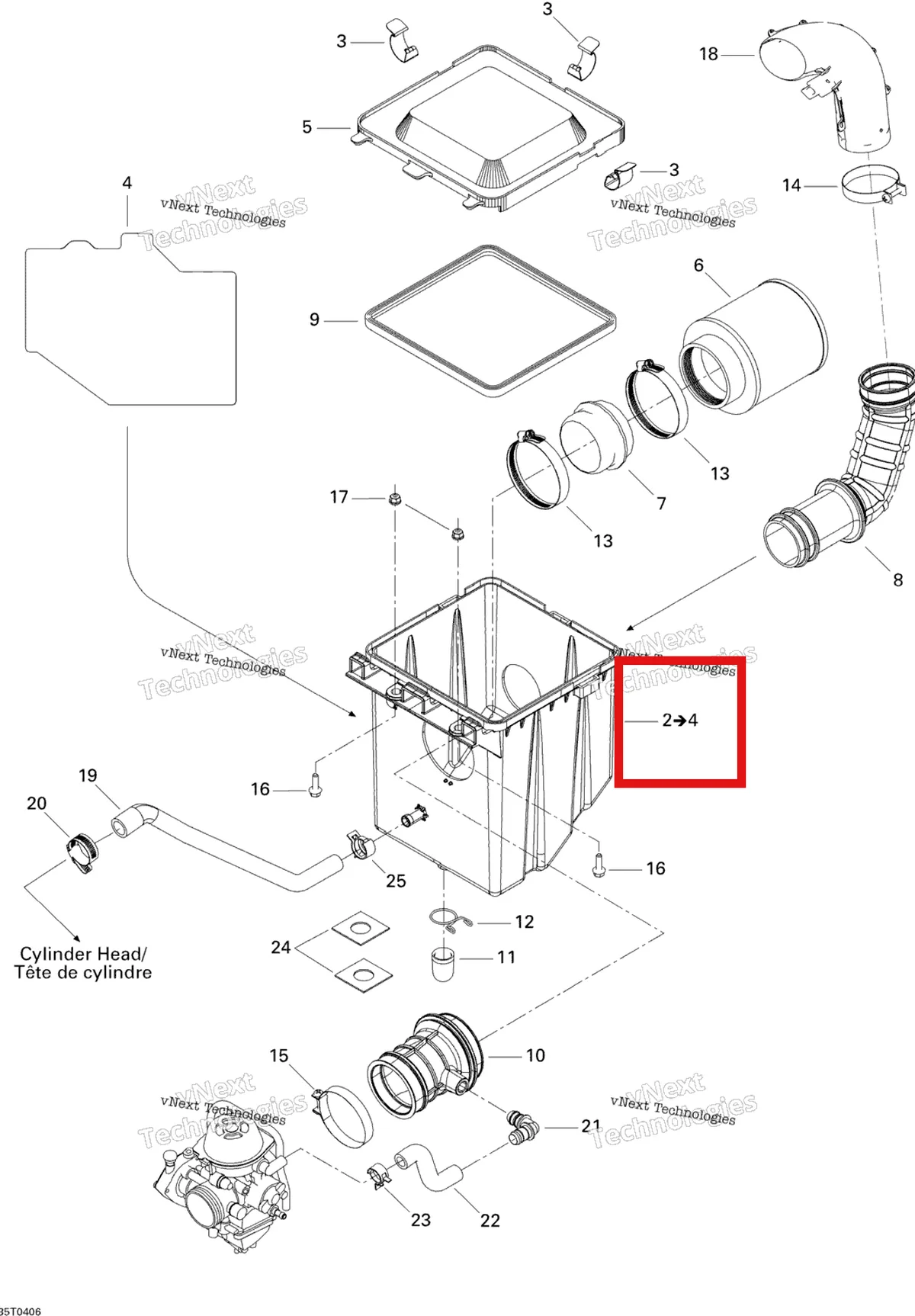 Деталь 707800171 на схеме узла 2004 Can-Am Quest MAX Air Intake System