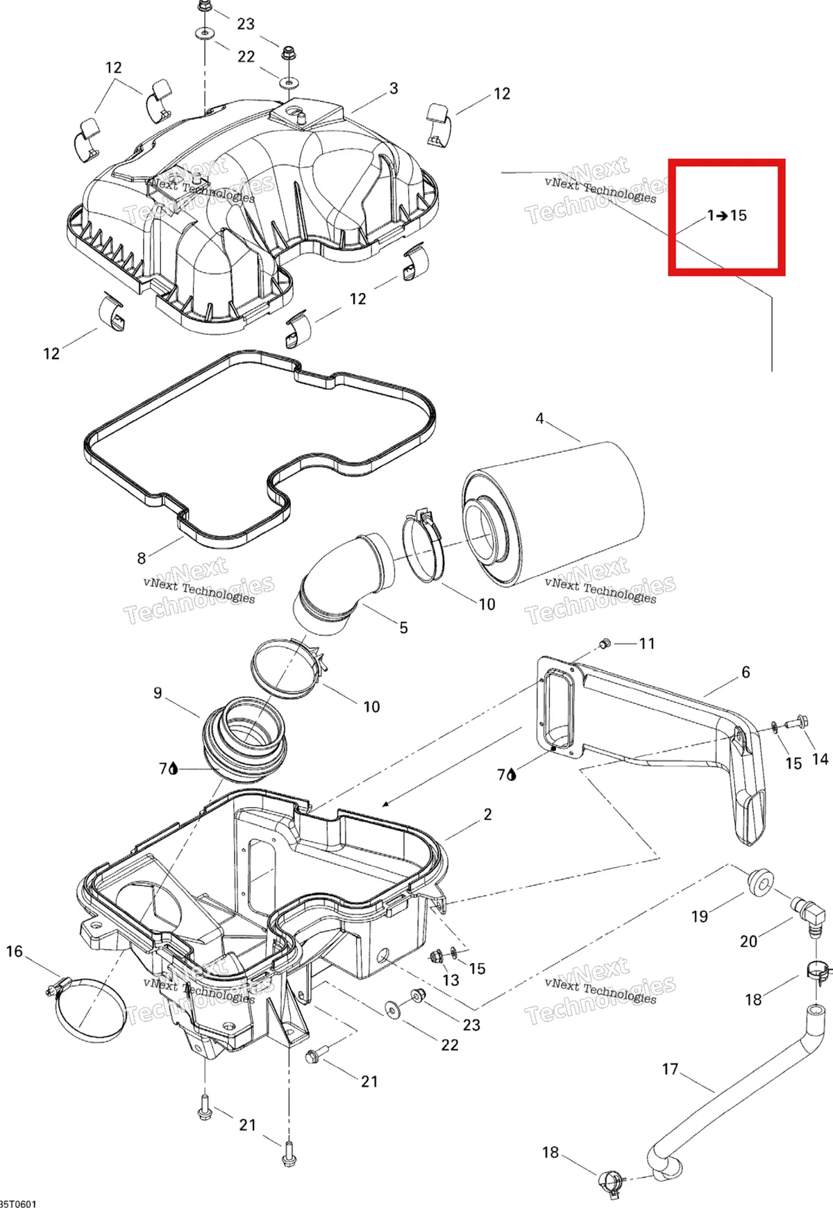 Деталь 707800172 на схеме узла 2006 Can-Am Outlander 800 STD 4 X 4 Air Intake Silencer