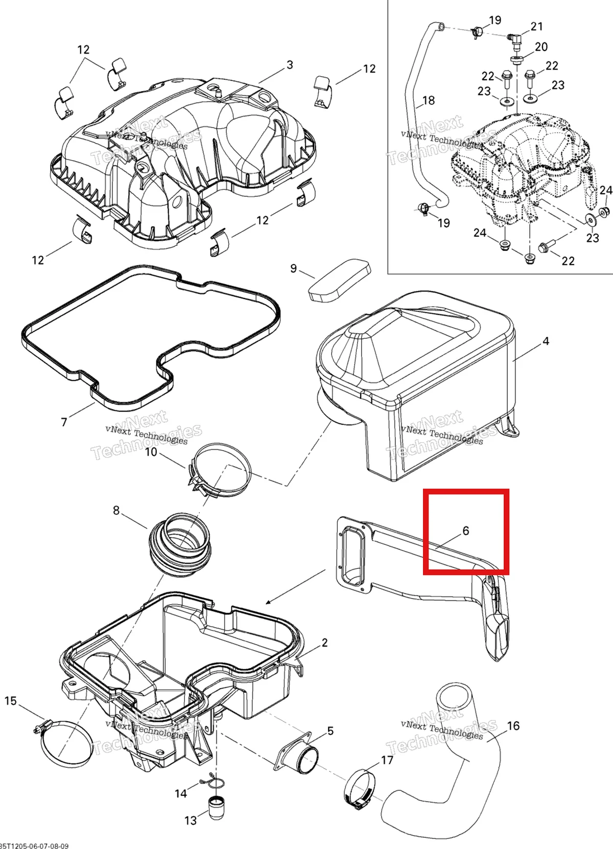 Деталь 707800175 на схеме узла 2012 Can-Am Outlander MAX 800REFI LTD Air Intake Silencer