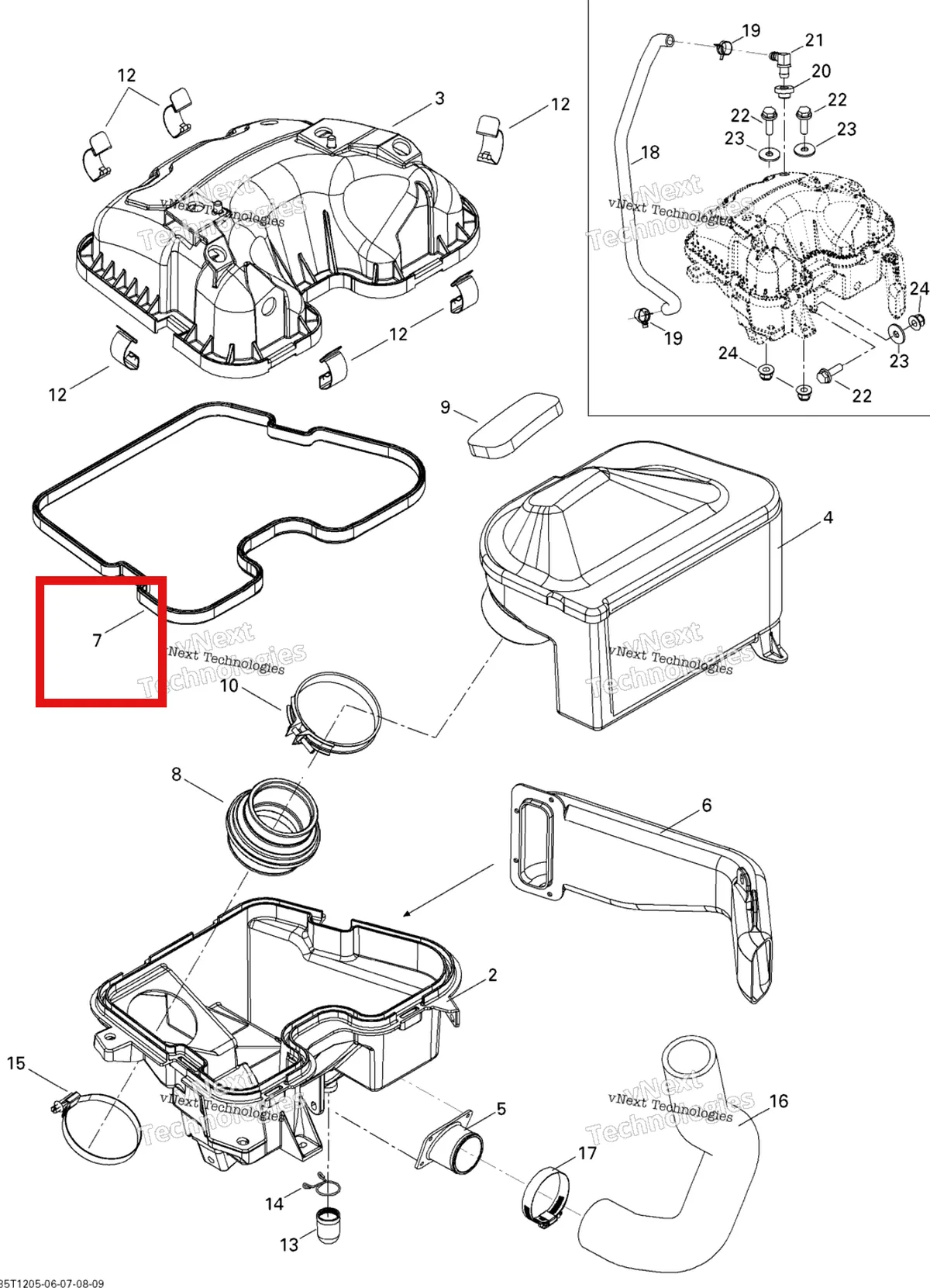 Деталь 707800197 на схеме узла 2012 Can-Am Outlander MAX 800REFI LTD Air Intake Silencer