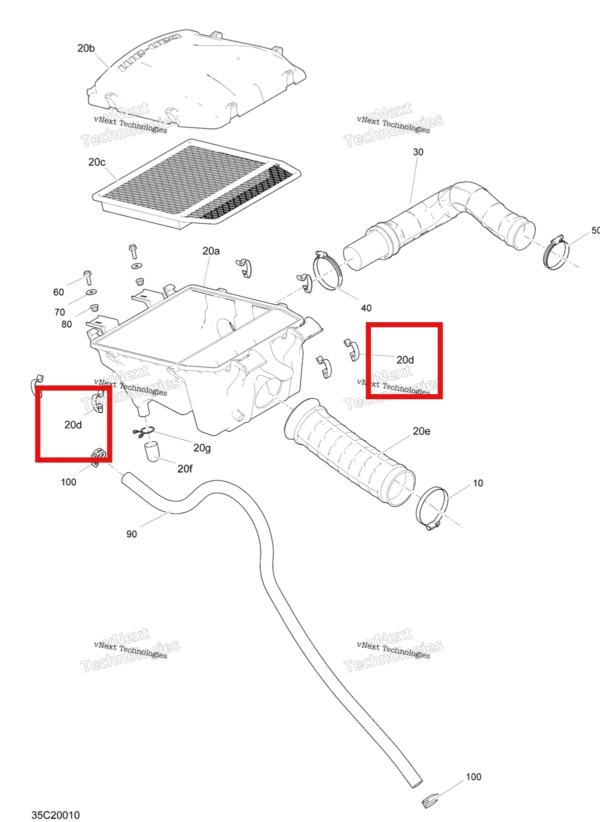 Деталь 707800249 на схеме узла 2020 Can-Am Commander 1000R EFI Air Intake