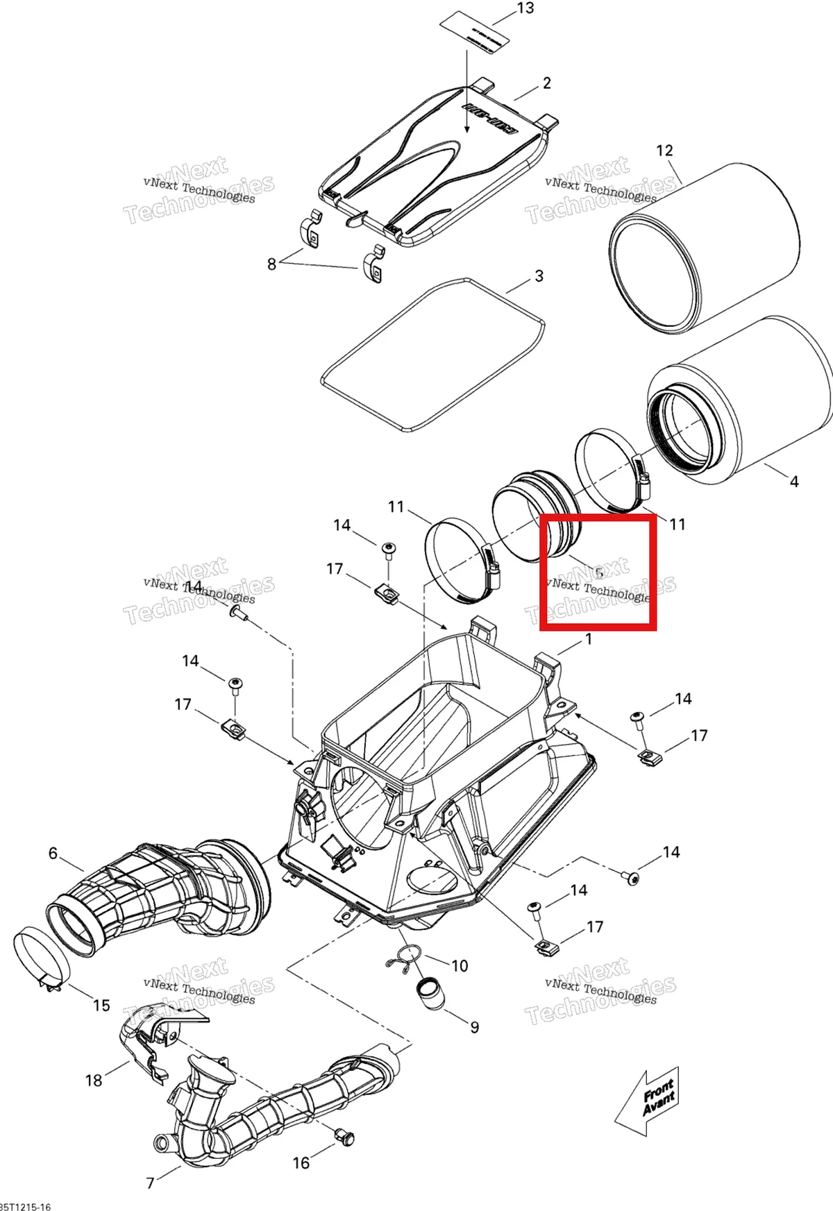 Деталь 707800257 на схеме узла 2015 Can-Am DS 450EFI STD Air Intake Silencer