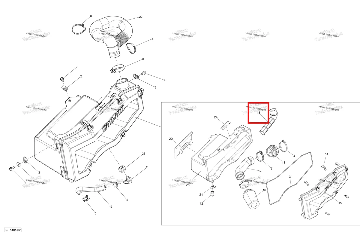 Деталь 707800266 на схеме узла 2014 Can-Am OUTLANDER 400 EFI, STD, XT Air Intake Silencer