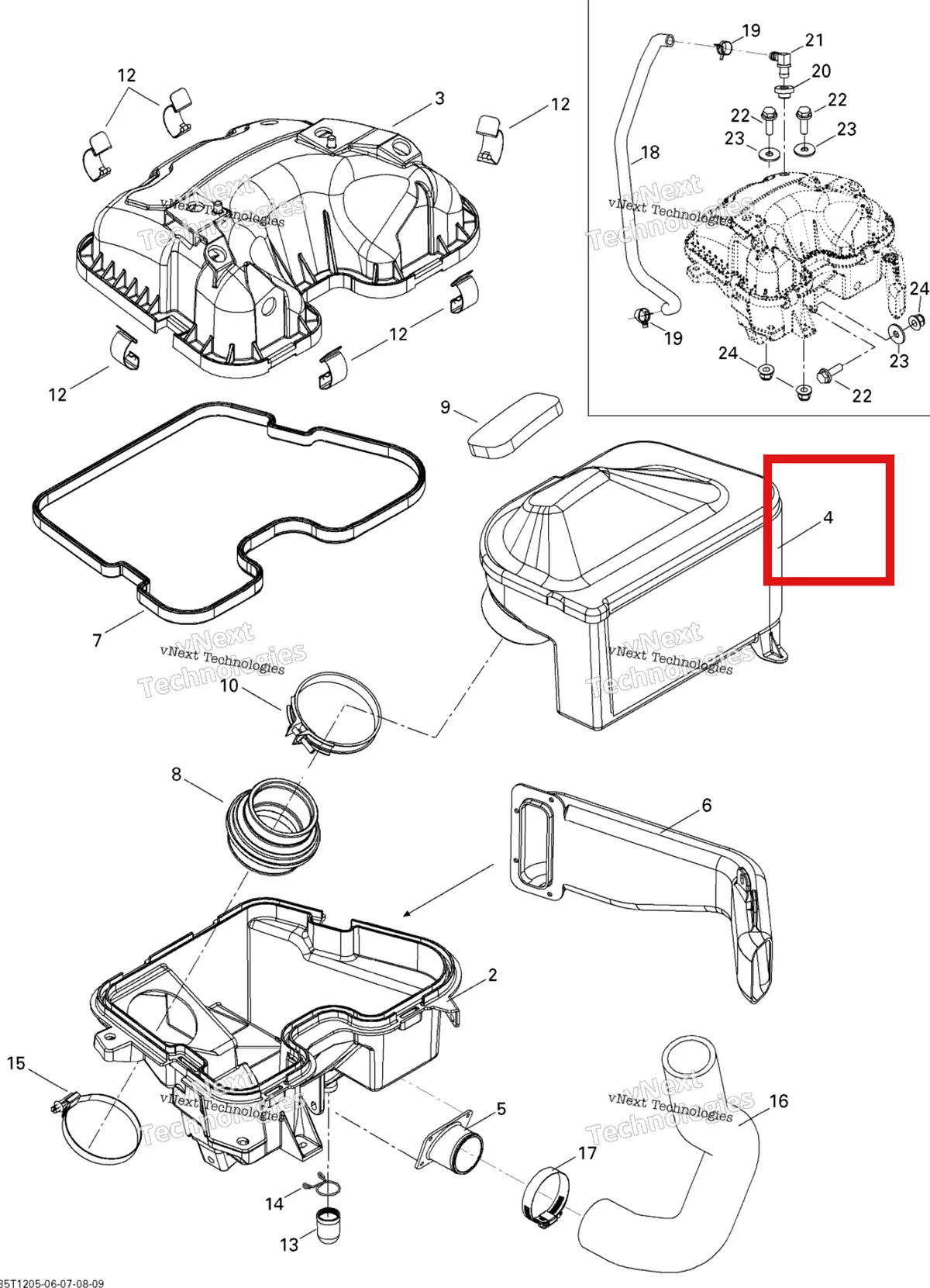Деталь 707800288 на схеме узла 2012 Can-Am Outlander MAX 800REFI LTD Air Intake Silencer