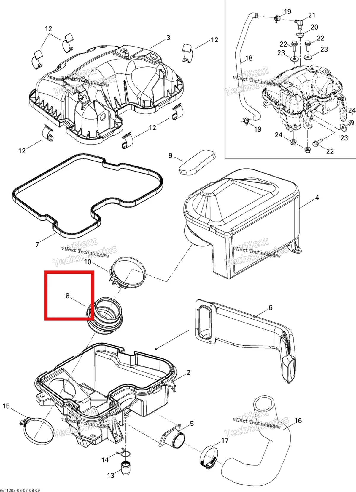 Деталь 707800289 на схеме узла 2012 Can-Am Outlander MAX 800REFI LTD Air Intake Silencer