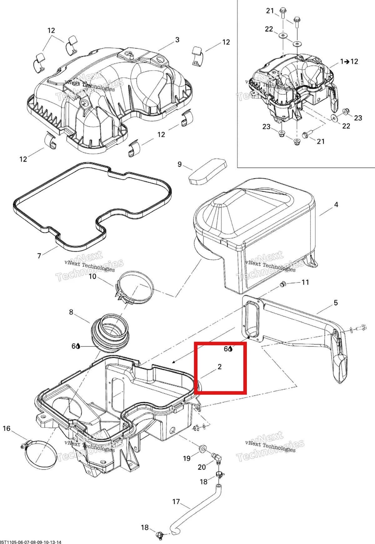 Деталь 707800291 на схеме узла 2011 Can-Am Renegade 800R EFI Air Intake Silencer